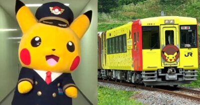 Mira a Pikachu visitando medios de transporte con temática de…