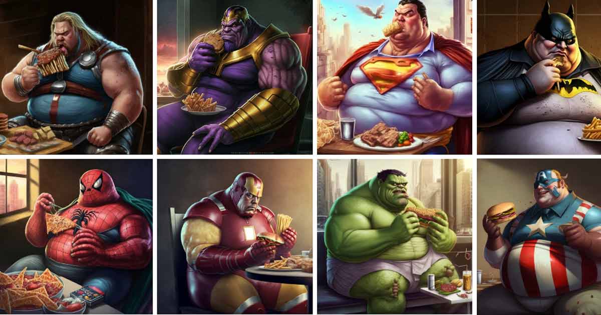 Así se verían diversos Superhéroes en el multiverso del sobrepeso